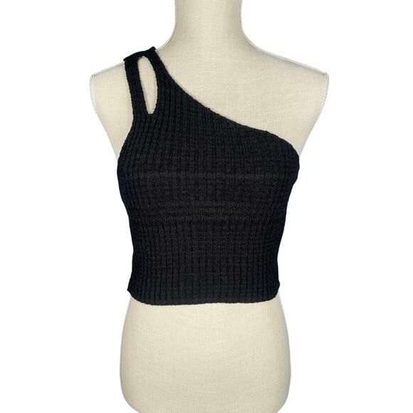 Urban Outfitters Sweater Womens Small Black Asymmetric One Strap Ribbed Summer - Picture 2 of 5